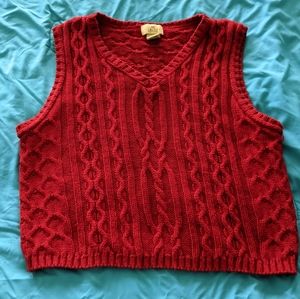 Red cable knit vest